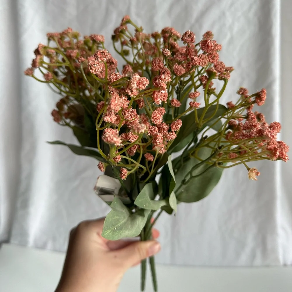 Pink Artificial Flower Bunch with Greenery – Faux Floral Home Décor